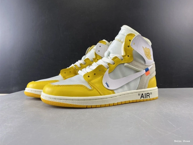 Bmlin AQ0818-149 Off-White x 1 Air Yellow-Cone White Dark NRG Jordan Powder 0725